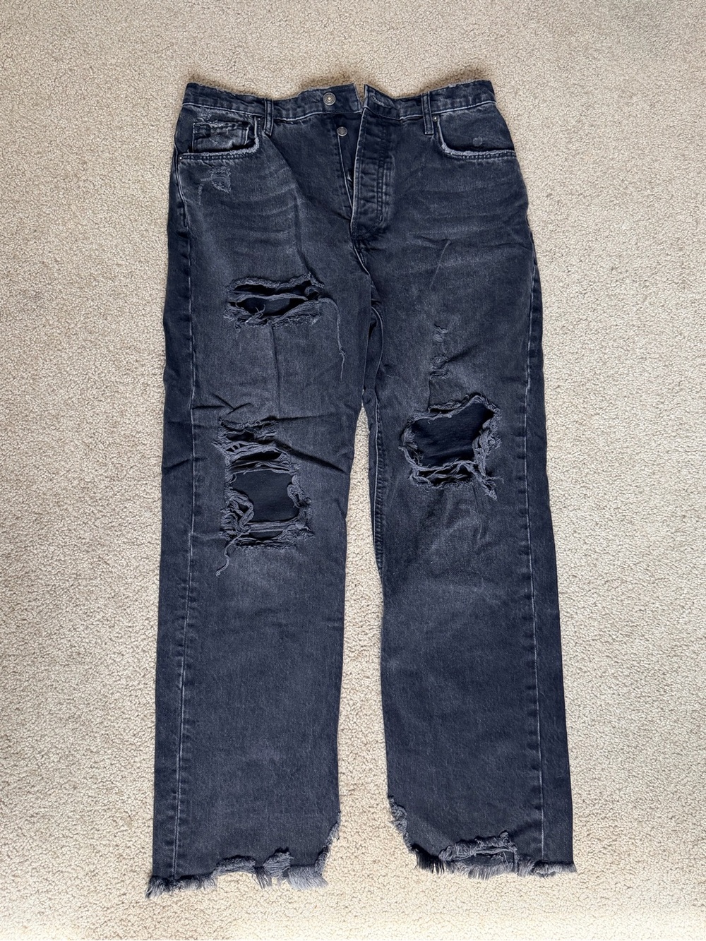 Free People Distressed Black Ripped Jeans